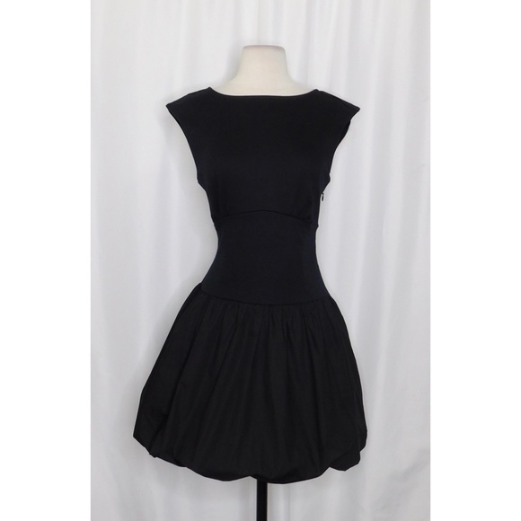 NWT!! J. CREW Bubble-Hem Mixy Dress Solid Black Mini Poplin Bubble Hem Small - Picture 3 of 16